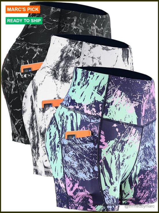 Pants - High Waist Athletic Shorts for Women Yoga Running Shorts with Deep Pockets